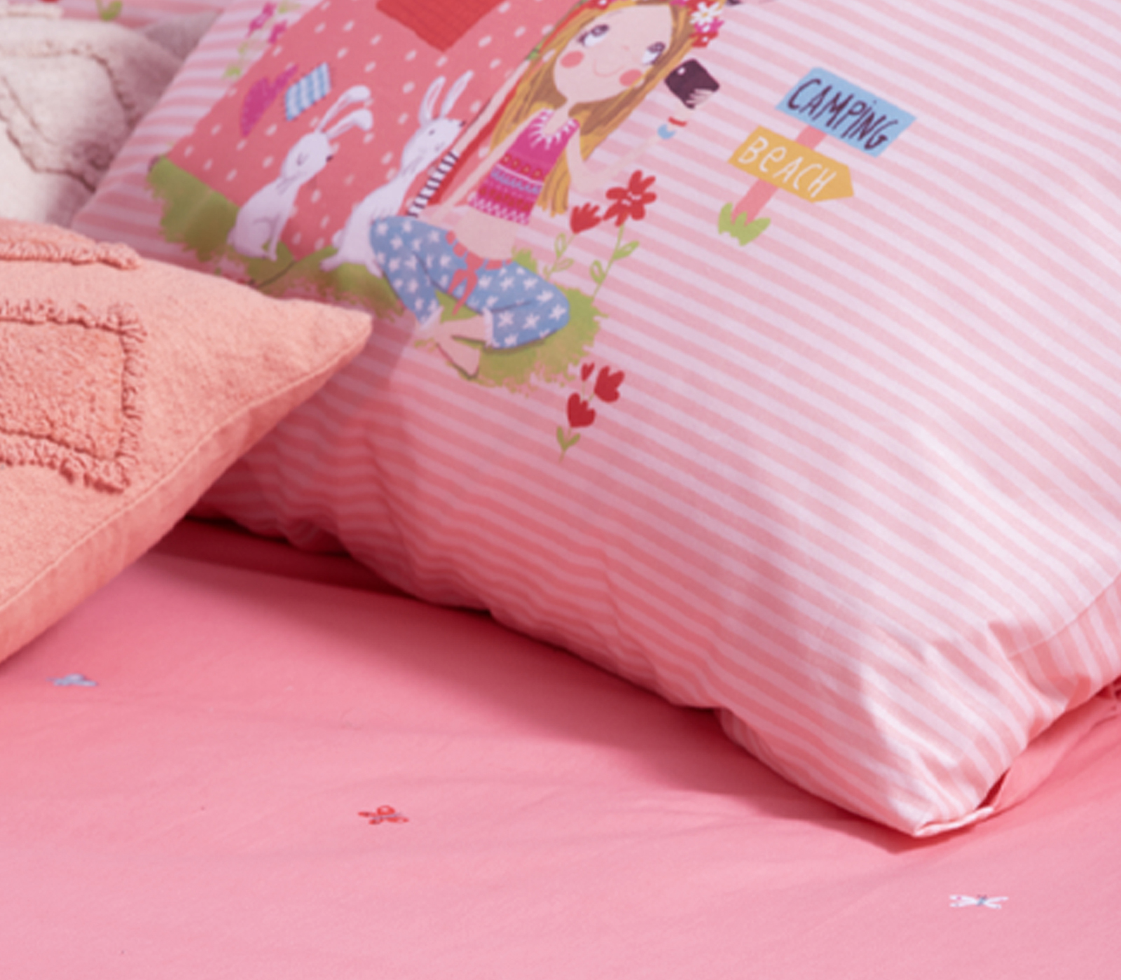 ΠΑΙΔΙΚΑ ΣΕΤ ΣΕΝΤΟΝΙΑ ΜΟΝΑ CAMPING 170X260 NEF-NEF HOMEWARE CORAL - Image 2