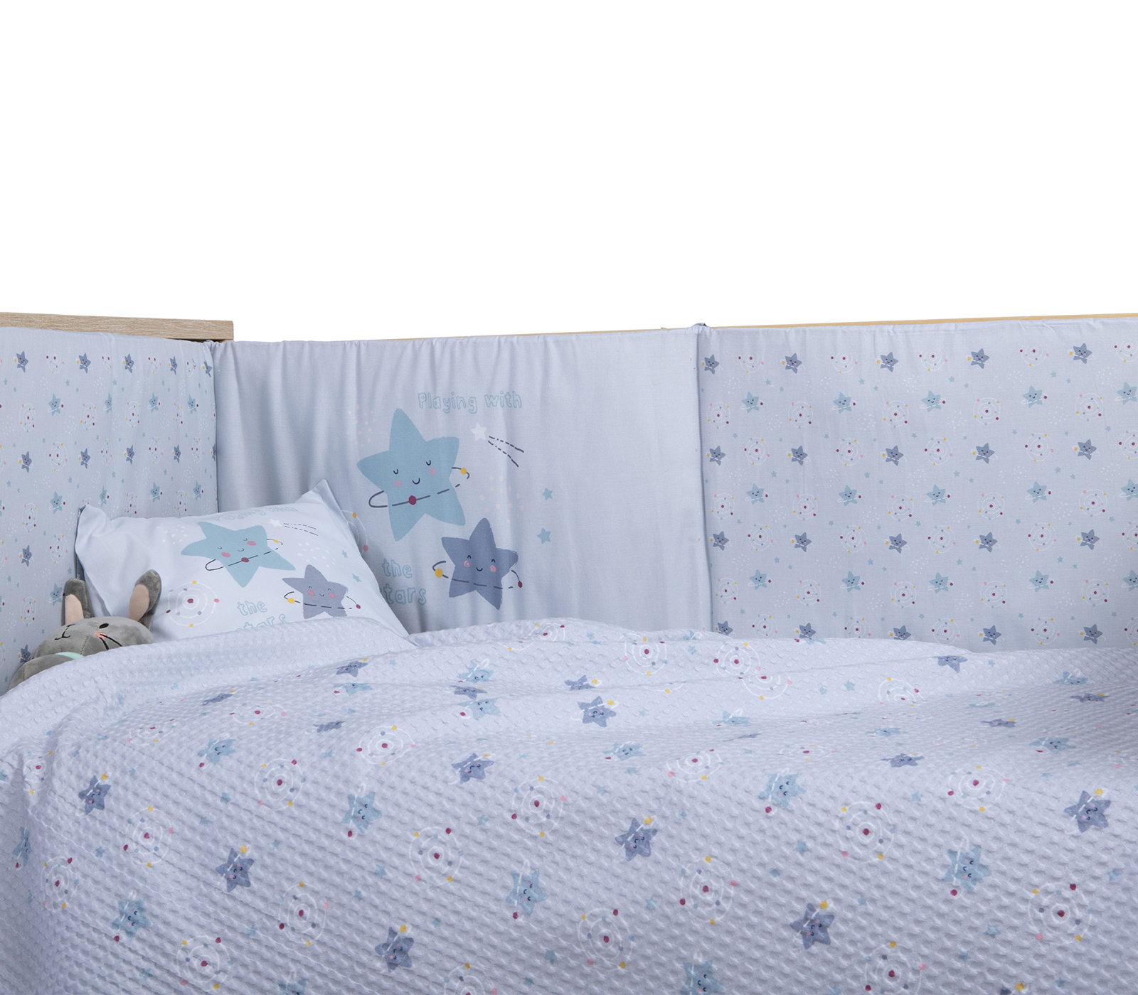 ΒΡΕΦΙΚΗ ΚΟΥΒΕΡΤΑ ΠΙΚΕ AΓΚΑΛΙΑΣ EXPLORE THE UNIVERSE 80X110 NEF-NEF HOMEWARE L.BLUE - Image 2