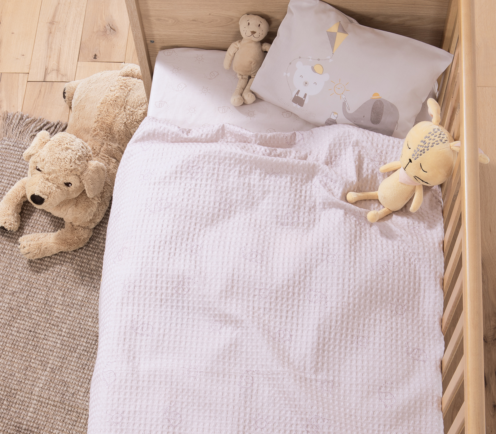 ΒΡΕΦΙΚΗ ΚΟΥΒΕΡΤΑ ΠΙΚΕ ΚΟΥΝΙΑΣ HAPPY DAYS 110X150 NEF-NEF HOMEWARE GREIGE - Image 2