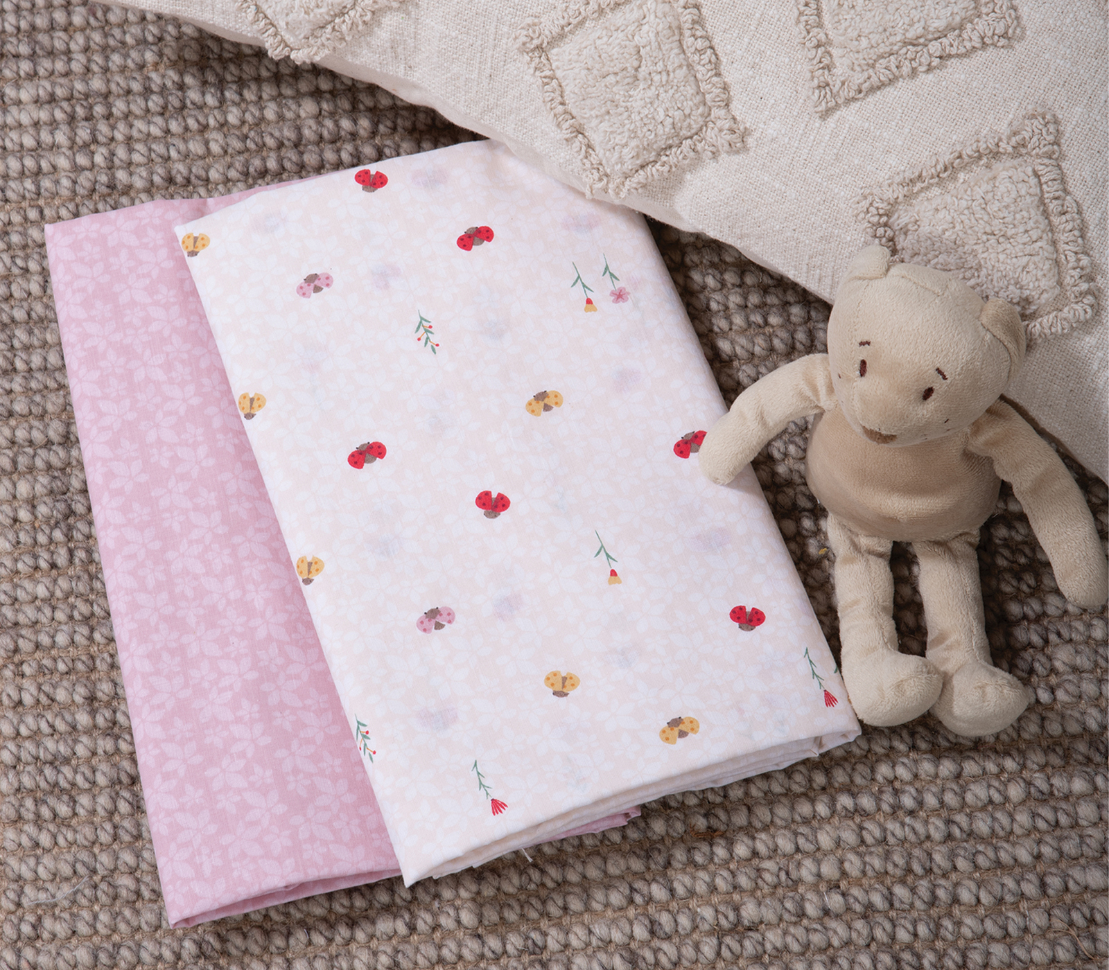 ΒΡΕΦΙΚΑ ΣΕΤ ΣΕΝΤΟΝΙΑ ΛΙΚΝΟΥ 2ΤΜΧ LADY BUG NEF-NEF HOMEWARE ECRU - Image 2