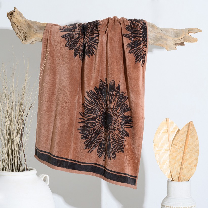 Melinen Home Πετσετα Θαλάσσης Flower Brown (86Χ160) 86X160 - Image 2