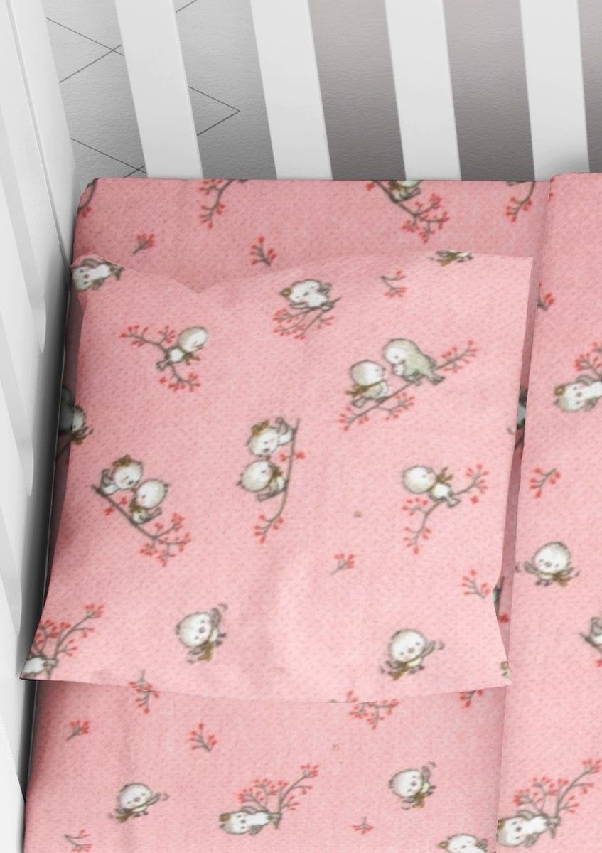 Dimcol Βρεφική Μαξιλαροθήκη 35x45 Birds 15 Pink