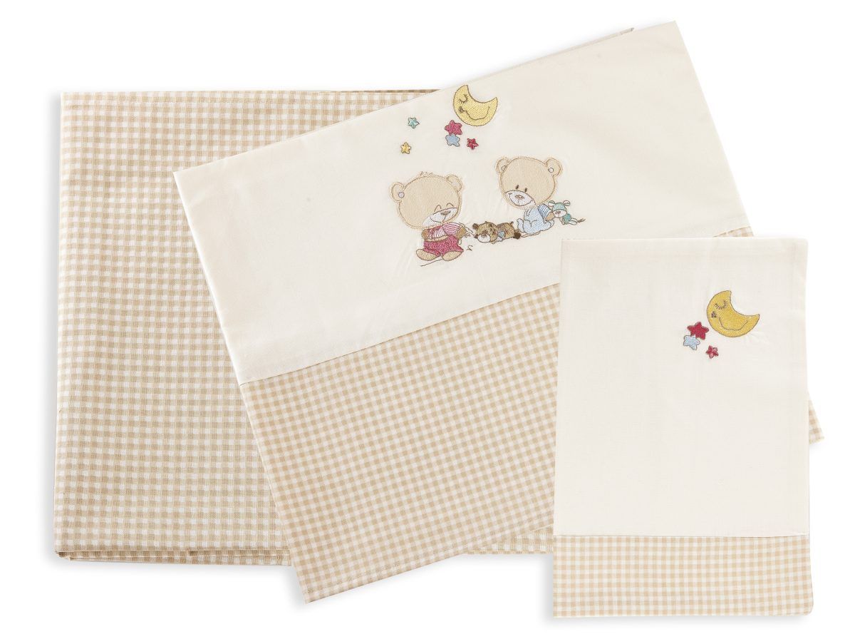Dimcol Σεντονια Σετ 3 Τεμ 120x170 Happy Bears 22 Εκρου/μπεζ