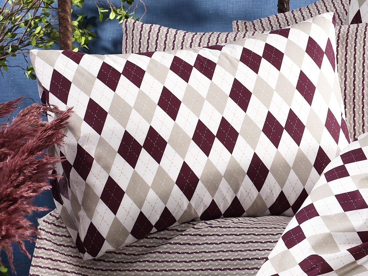 Dimcol Μαξιλαροθήκη Εμπριμέ 50x70 Diamond 326 Burgundy