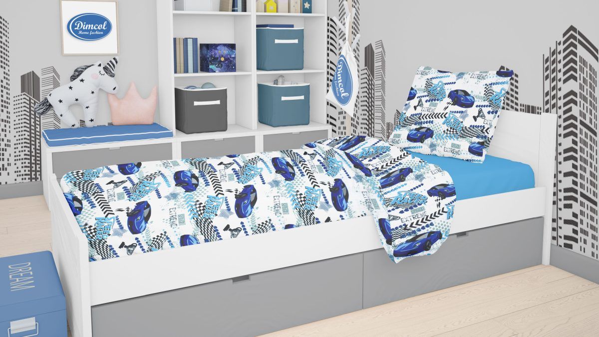 Dimcol Παιδικά Σετ Σεντόνια 3Τεμ. Μονά 160x240 Speed Racer 291 Rotary Print