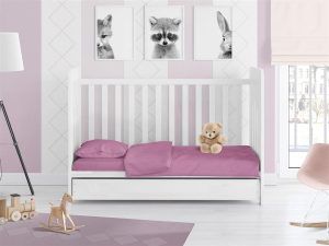 Dimcol Σετ Σεντόνια 3 Τεμ Κούνιας 120x160 Solid 492 Lila