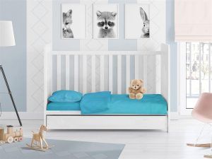 Dimcol Σετ Σεντόνια 3 Τεμ Κούνιας 120x160 Solid 493 Turquoise