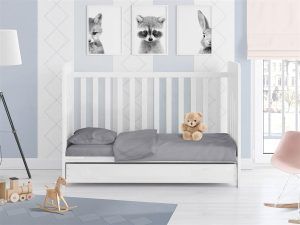 Dimcol Σετ Σεντόνια 3 Τεμ Κούνιας 120x160 Solid 495 Dark Grey