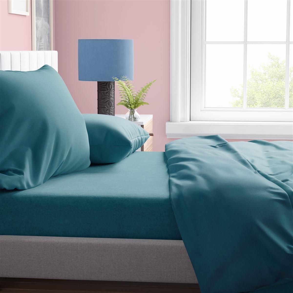 Dimcol Σετ Σεντόνια 4 Τεμ King Size 240x270 Solid 494 Petrol