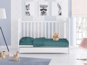 Dimcol Κατωσέντονο Με Λάστιχο Κούνιας 0,70x1,40x0,15 Solid 494 Petrol