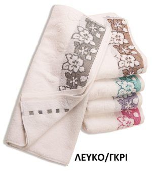 Dimcol Πετσετα 70x140 Ζακαρ Zero Twist Ερατω Λευκο/γκρι