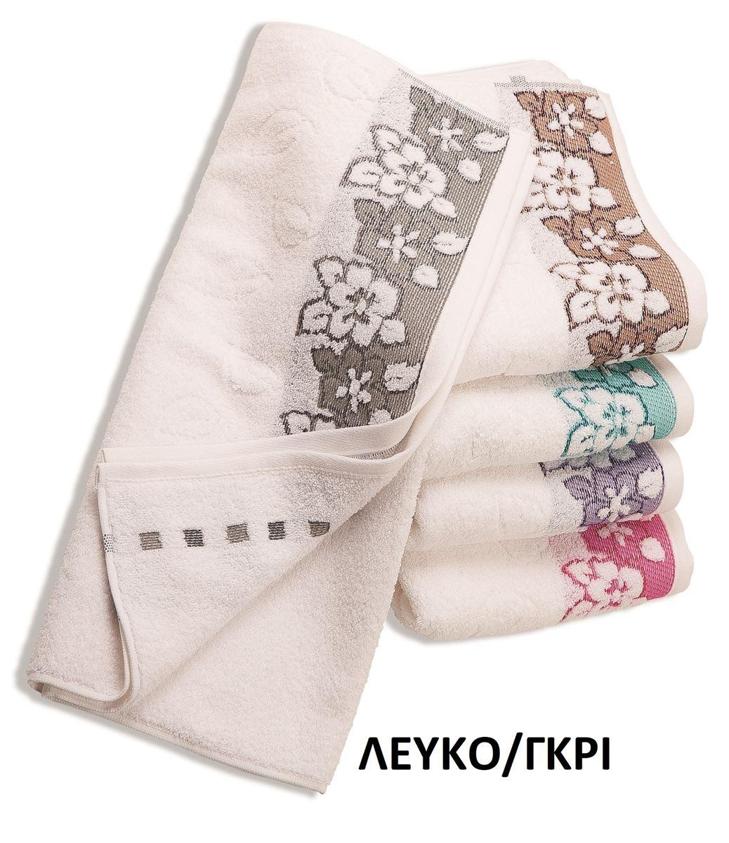 Dimcol Πετσετα 70x140 Ζακαρ Zero Twist Ερατω Λευκο/γκρι