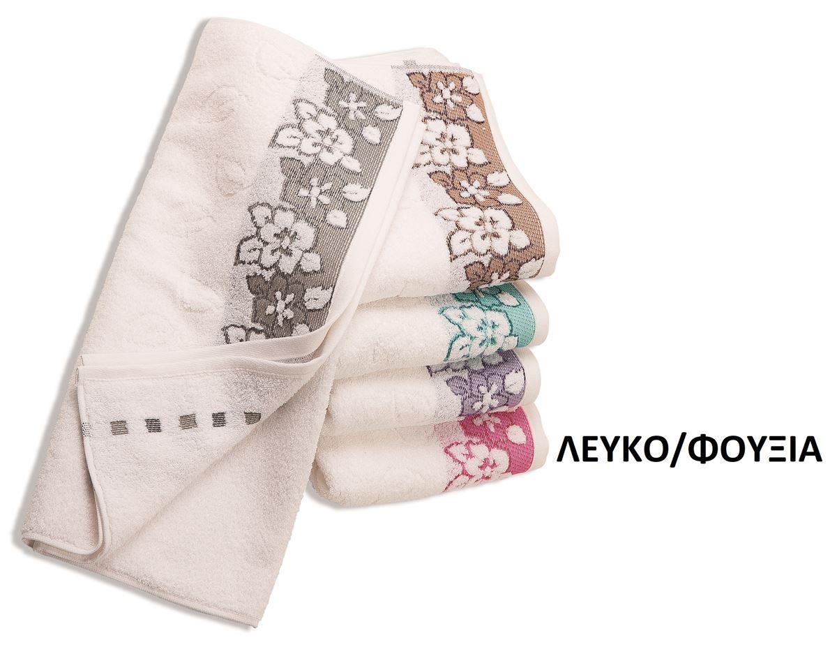 Dimcol Πετσετα 70x140 Ζακαρ Zero Twist Ερατω Λευκο/φουξια