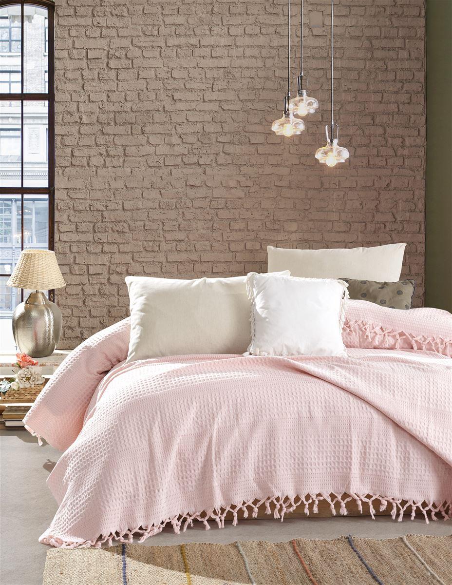 DIMcol ΚΟΥΒΕΡΤΑ ΠΙΚΕ ΕΝΗΛ Cotton 100% 220Χ240 Dobby English rose