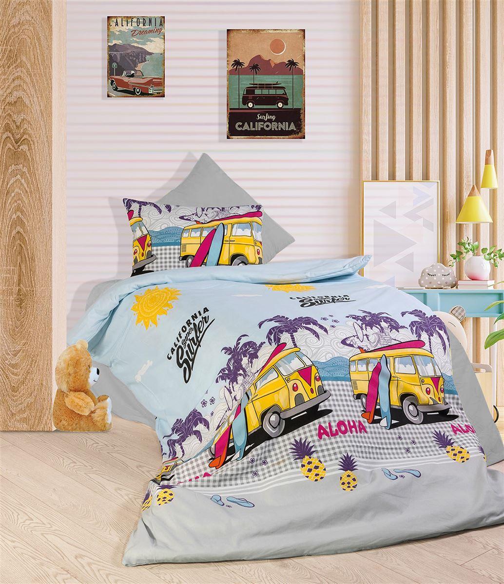 Dimcol Σεντονια King Size Εμπριμε Σετ 4 Τεμ Aloha 393 240x270 Grey-sky Blue