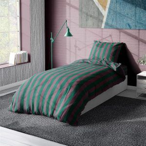 DIMcol ΣΕΝΤΟΝΙΑ ΒΑΜΒΑΚΟΣΑΤΕΝ ΣΕΤ 2 τεμ. Stripes 156 Green-Antique Pink 160Χ240 Cotton 100%