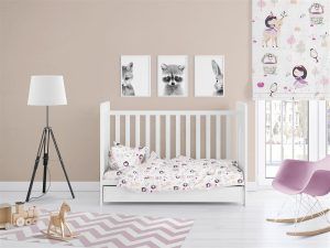 DIMcol ΣΕΝΤΟΝΙΑ ΕΜΠΡΙΜΕ ΣΕΤ 3 τεμ bebe Lily & Deer 179 120Χ160 White-Pink Cotton 100%