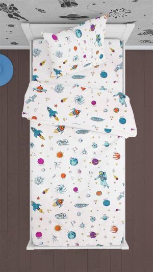 DIMcol ΠΑΠΛΩΜΑ ΕΜΠΡΙΜΕ kids Space 188 160Χ240 White Cotton 100%