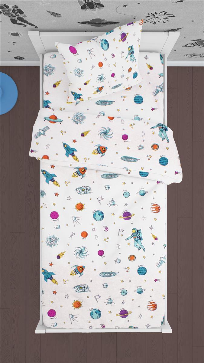 DIMcol ΣΕΝΤΟΝΙΑ ΕΜΠΡΙΜΕ ΣΕΤ 3 τεμ kids Space 188 160Χ240 White Cotton 100%