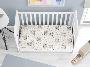DIMcol ΠΑΠΛΩΜΑΤΟΘΗΚΗ ΕΜΠΡΙΜΕ bebe Lion Cub 531 120X160 Grey Cotton 100%