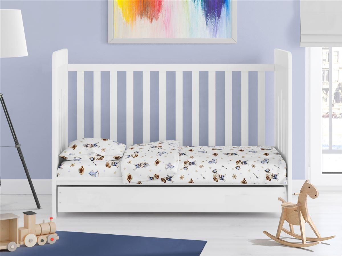 DIMcol ΚΑΤΩΣΕΝΤΟΝΟ ΜΕ ΛΑΣΤΙΧΟ bebe Wild West 540 0,70X1,40X0,15 Sky Blue Cotton 100%