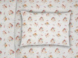 DIMcol ΜΑΞΙΛΑΡΟΘΗΚΗ ΕΜΠΡΙΜΕ kids Unicorn 209 50X70 White-Salmon Cotton 100%