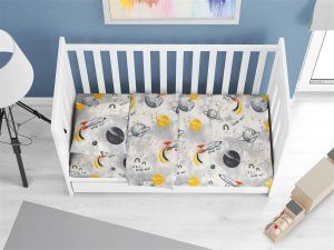 DIMcol ΠΑΠΛΩΜΑΤΟΘΗΚΗ ΕΜΠΡΙΜΕ bebe Spaceship 187 120X160 Grey Cotton 100%