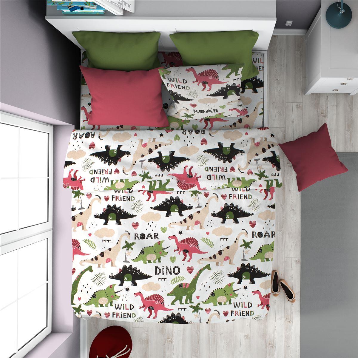 DIMcol ΣΕΝΤΟΝΙΑ ΕΜΠΡΙΜΕ ΣΕΤ 3 τεμ kids Dinosaur 518 160X240 Multi-Colour 100% Cotton - Image 2