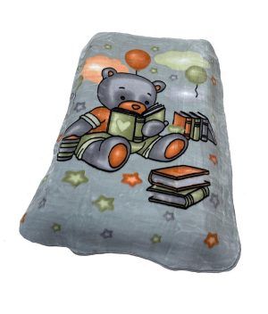 DIMcol ΚΟΥΒΕΡΤΑ ΒΕΛΟΥΤΕ ΠΟΛΥΤΕΛΕΙΑΣ bebe Studying Bear 38 110X140 Light Grey 100% Polyester