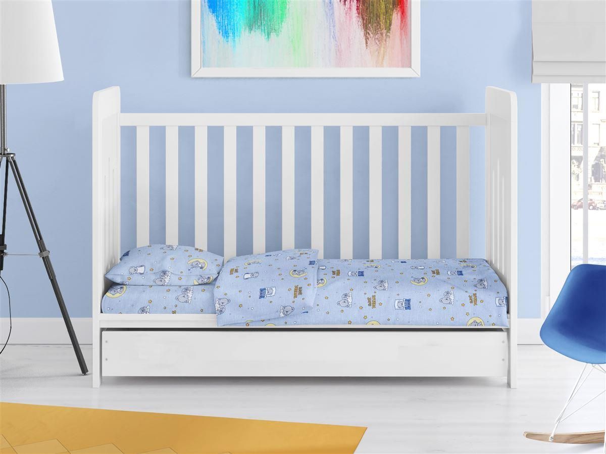 DIMcol ΠΑΠΛΩΜΑΤΟΘΗΚΗ ΕΜΠΡΙΜΕ bebe Sweet Dreams 551 120X160 Sky Blue 100% Cotton