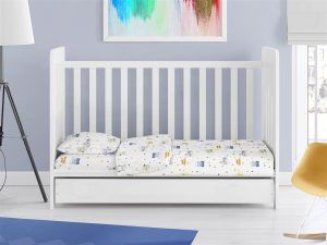 DIMcol ΠΑΠΛΩΜΑΤΟΘΗΚΗ ΕΜΠΡΙΜΕ bebe Sweet Dreams 554 120X160 White-Sky Blue 100% Cotton