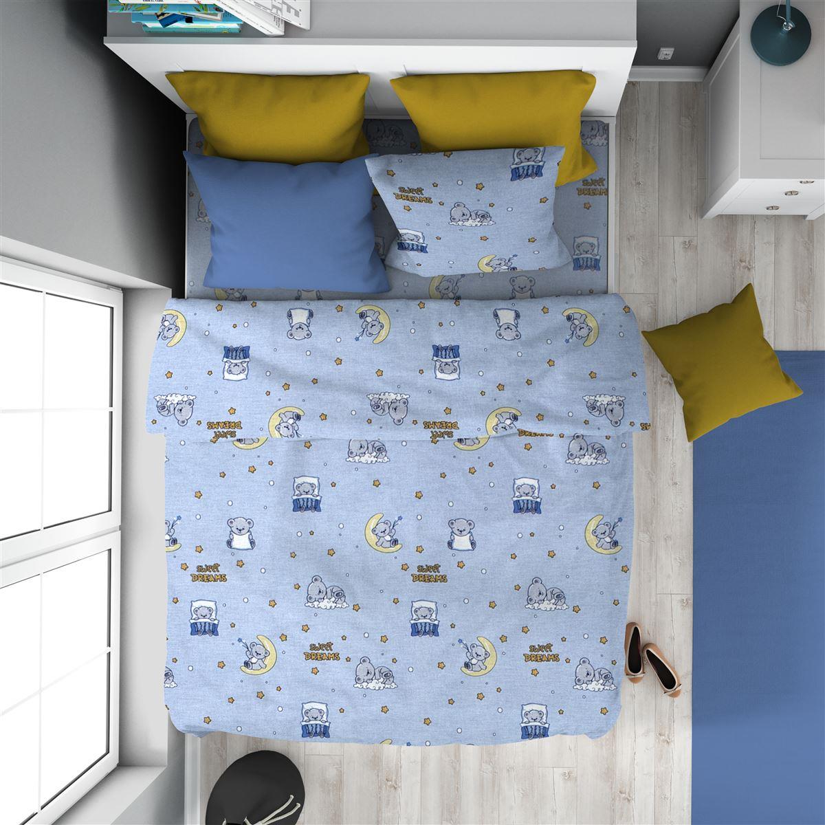 DIMcol ΠΑΠΛΩΜΑΤΟΘΗΚΗ ΕΜΠΡΙΜΕ kids Sweet Dreams 551 160X240 Sky Blue 100% Cotton