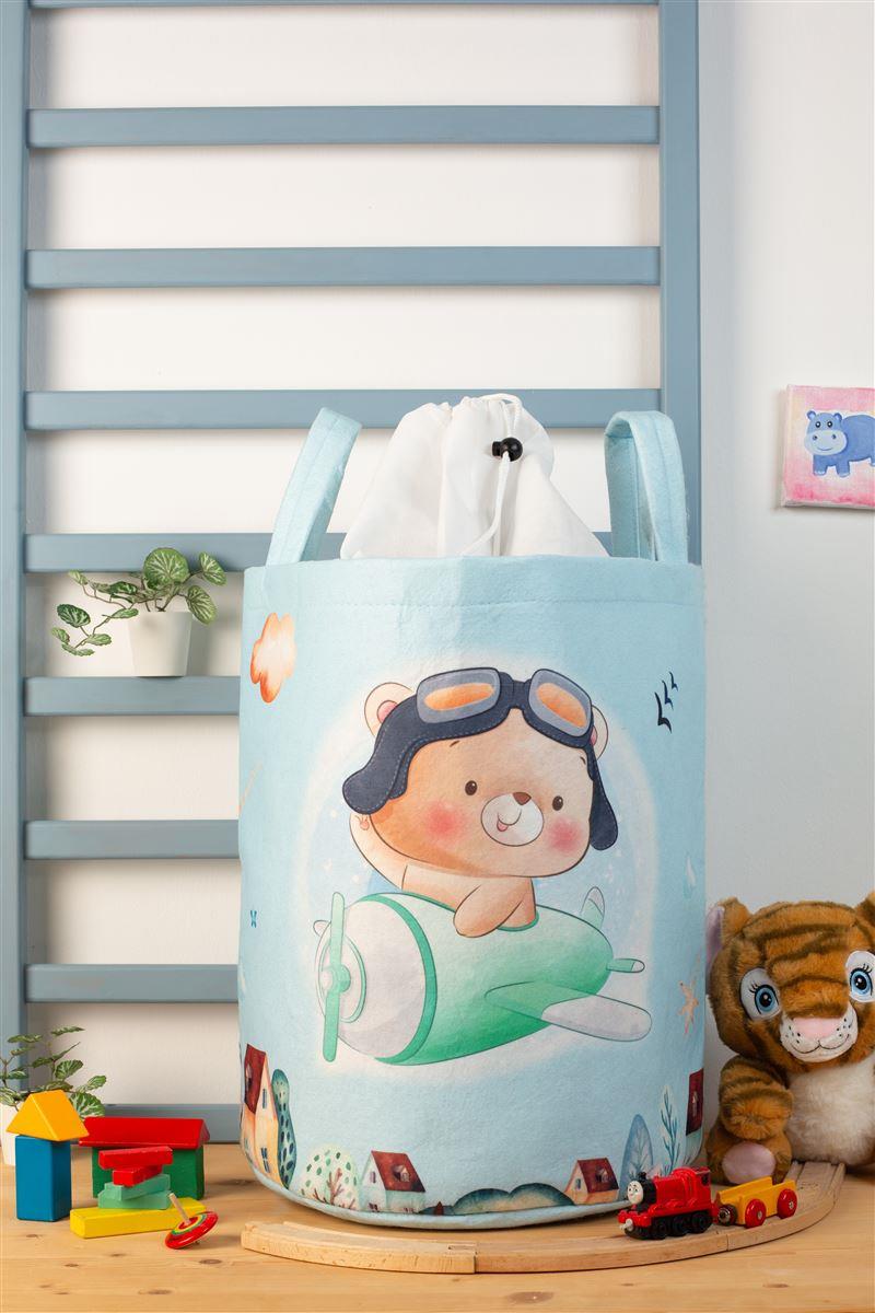 DIMcol Παιδικό Καλάθι Αποθήκευσης Pilot 118 50X30X45 cm Σιελ Υφασμάτινο - Image 2