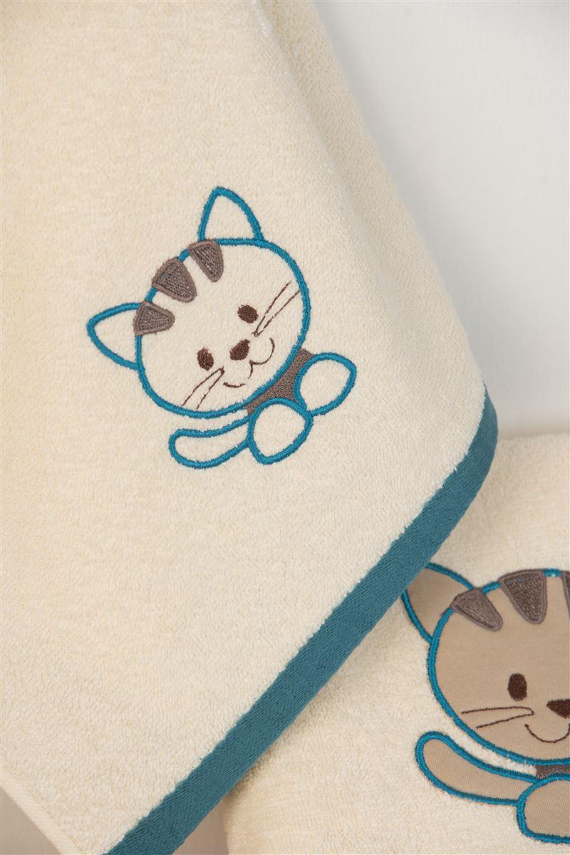 DIMcol ΠΕΤΣΕΤΑ Με Κέντημα Σετ 2 τεμ bebe Kitty 138 30X50,70X140 Εκρού 100% Cotton - Image 2