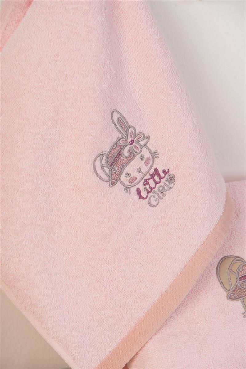 DIMcol ΠΕΤΣΕΤΑ Με Κέντημα Σετ 2 τεμ bebe Rabbit Girl 146 30X50,70X140 Ροζ 100% Cotton - Image 2
