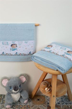 DIMcol ΠΕΤΣΕΤΑ Με Ψηφιακή Εκτύπωση Σετ 2 τεμ bebe Pilot 118 30X50,70X140 Σιελ 100% Cotton