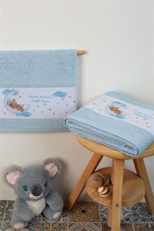 DIMcol ΠΕΤΣΕΤΑ Με Ψηφιακή Εκτύπωση Σετ 2 τεμ bebe Sweet Dreams 551 30X50,70X140 Σιελ 100% Cotton