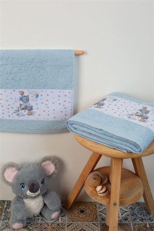 DIMcol ΠΕΤΣΕΤΑ Με Ψηφιακή Εκτύπωση Σετ 2 τεμ bebe Painter 131 30X50,70X140 Σιελ 100% Cotton