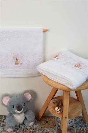 DIMcol ΠΕΤΣΕΤΑ Με Ψηφιακή Εκτύπωση Σετ 2 τεμ bebe Balloon 66 30X50,70X140 Λευκό 100% Cotton