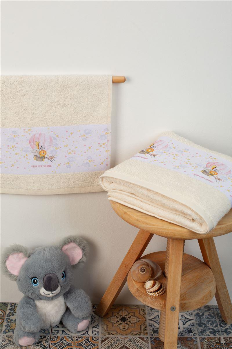 DIMcol ΠΕΤΣΕΤΑ Με Ψηφιακή Εκτύπωση Σετ 2 τεμ bebe Balloon 67 30X50,70X140 Εκρού 100% Cotton