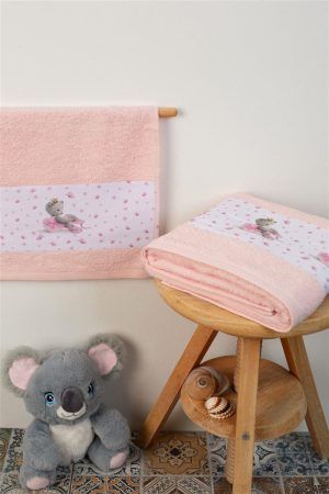 DIMcol ΠΕΤΣΕΤΑ Με Ψηφιακή Εκτύπωση Σετ 2 τεμ bebe Ballerina 104 30X50,70X140 Ροζ 100% Cotton