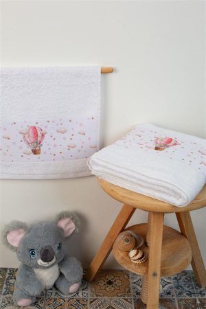 DIMcol ΠΕΤΣΕΤΑ Με Ψηφιακή Εκτύπωση Σετ 2 τεμ bebe Into The Sky 69 30X50,70X140 Λευκό 100% Cotton