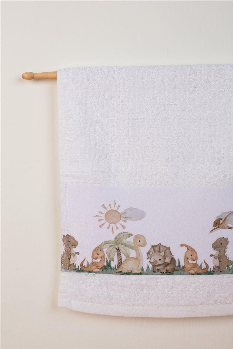 DIMcol ΠΕΤΣΕΤΑ Με Ψηφιακή Εκτύπωση Σετ 2 τεμ bebe Dinosaur Park 515 30X50,70X140 Λευκό 100% Cotton - Image 2
