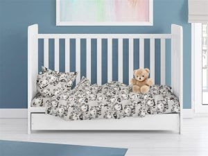 DIMcol ΠΑΠΛΩΜΑ ΕΜΠΡΙΜΕ bebe Panda Bear 96 120X160 Grey 100% Cotton Flannel
