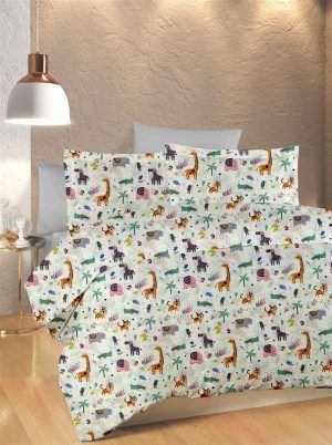 DIMcol ΠΑΠΛΩΜΑΤΟΘΗΚΗ ΕΜΠΡΙΜΕ kids Zoo 556 160X240 White-Multi 100% Cotton