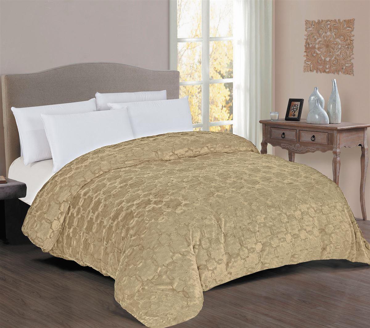 DIMcol Κουβερτοπάπλωμα Γούνα-Sherpa 730 gsm 1830 Beige 160X220 100% Polyester