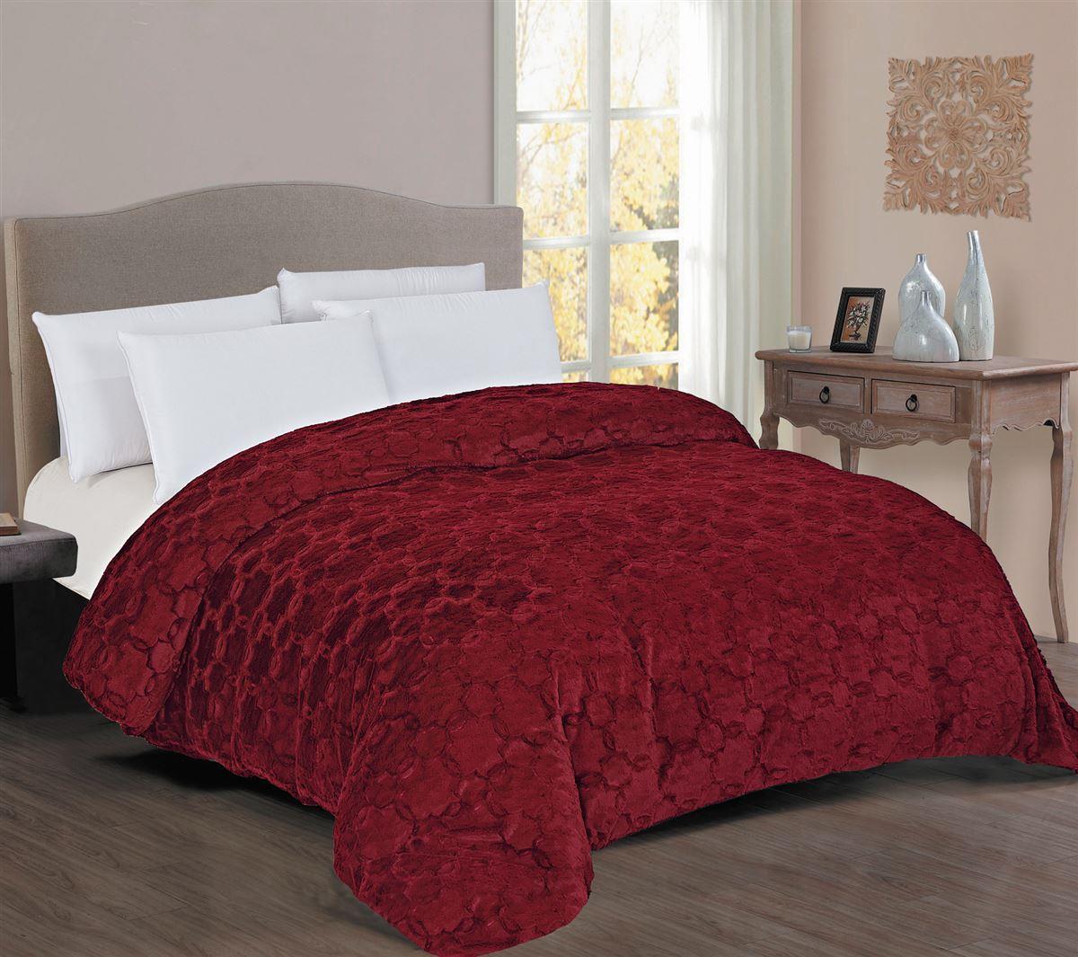 DIMcol Κουβερτοπάπλωμα Γούνα-Sherpa 730 gsm 1830 Bordeaux 160X220 100% Polyester