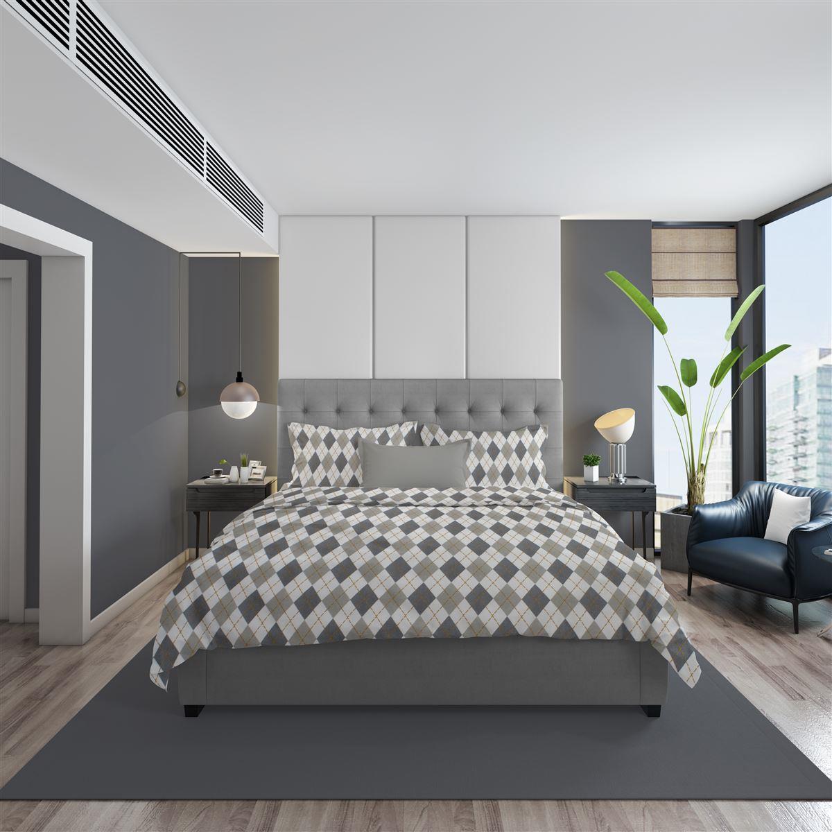 DIMcol ΠΑΠΛΩΜΑΤΟΘΗΚΗ ΕΜΠΡΙΜΕ Diamond 328 160X240 Grey 100% Cotton Flannel