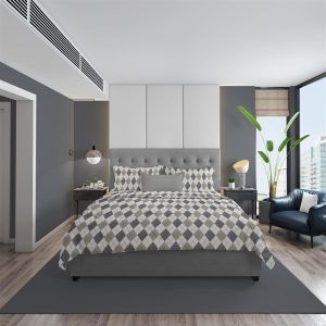 DIMcol ΣΕΝΤΟΝΙΑ ΕΜΠΡΙΜΕ ΣΕΤ 3 τεμ Diamond 328 220X240 Grey 100% Cotton Flannel