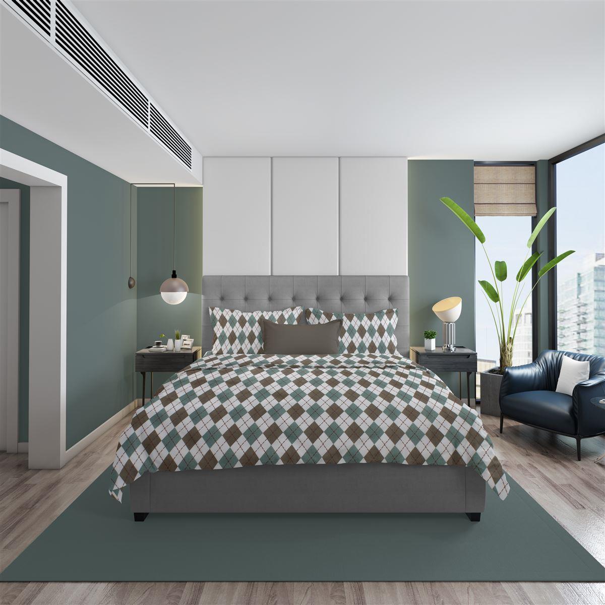 DIMcol ΣΕΝΤΟΝΙΑ ΕΜΠΡΙΜΕ ΣΕΤ 3 τεμ Diamond 329 220X240 Petrol 100% Cotton Flannel